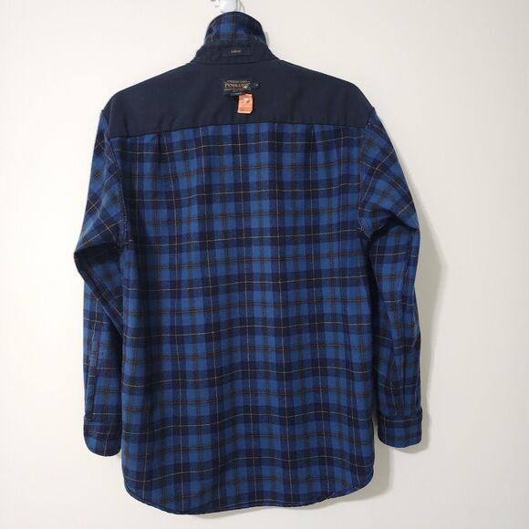 Pendleton Lodge Mens 100% Virgin Wool Plaid Button-Up Shirt Blue Red Yellow Sz M - Picture 5 of 10